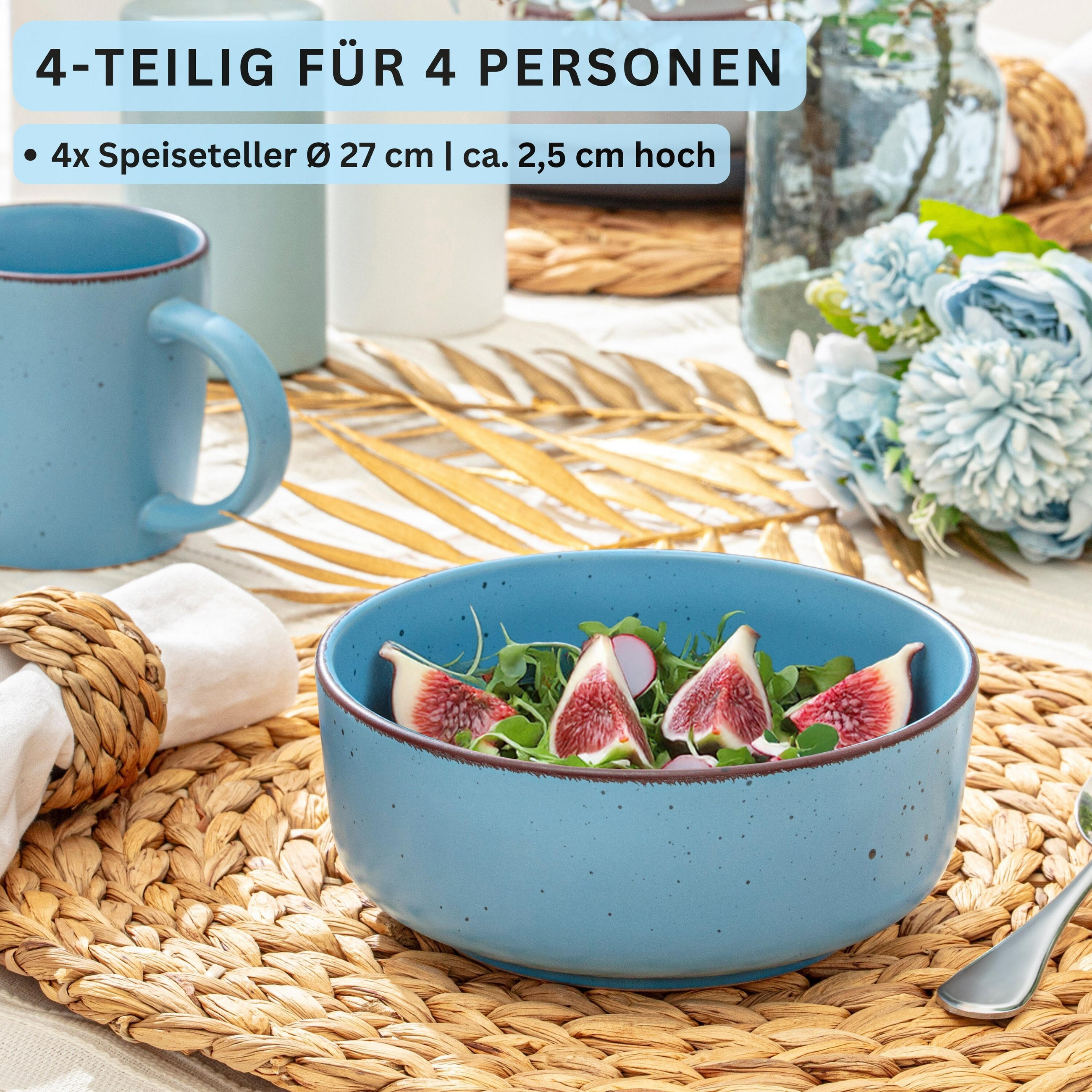 SCHALEN BOMBAY SAPHIR - 4 teilig aus Steingut - Blau, Stein (16.5/16.5/6.5cm) - Sänger