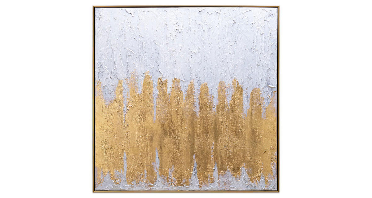ACRYLBILD HANDGEMALT 80/80 cm - Beige/Goldfarben, Textil (80/80cm) - KUNSTLOFT