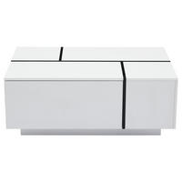 COUCHTISCH 100/60/40 cm Weiß Schwarz aus Holzwerkstoff mit 4 Schubladen und Hochglanzplatte - Schwarz, Holzwerkstoff (100/60/40cm) - OKWISH