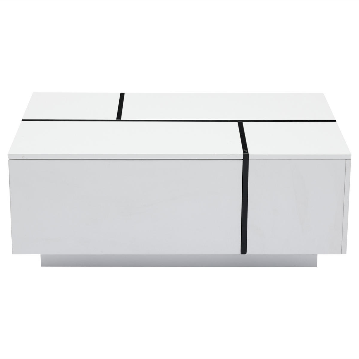 COUCHTISCH aus Spanplatte, Weiß/Schwarz, Hochglanz-Tischplatte, 4 Schubladen, 30 kg Traglast, 100/60/40 cm,Weiß - Weiß, Holzwerkstoff (100/60/40cm) - Redom
