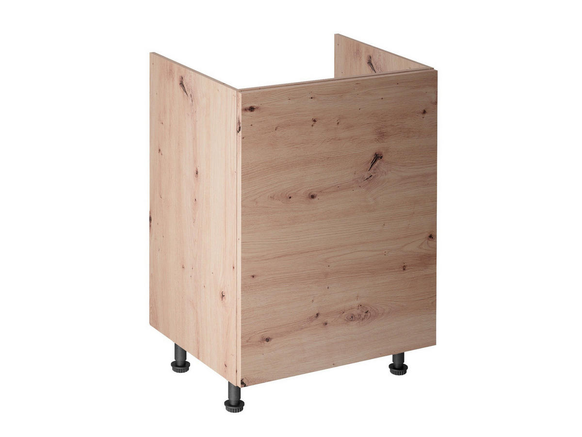 KÜCHENZEILE 240 - Langen KL2-M240 in Artisan Eiche - Schwarz/Eiche Artisan, Holz/Metall (240/212/58cm)