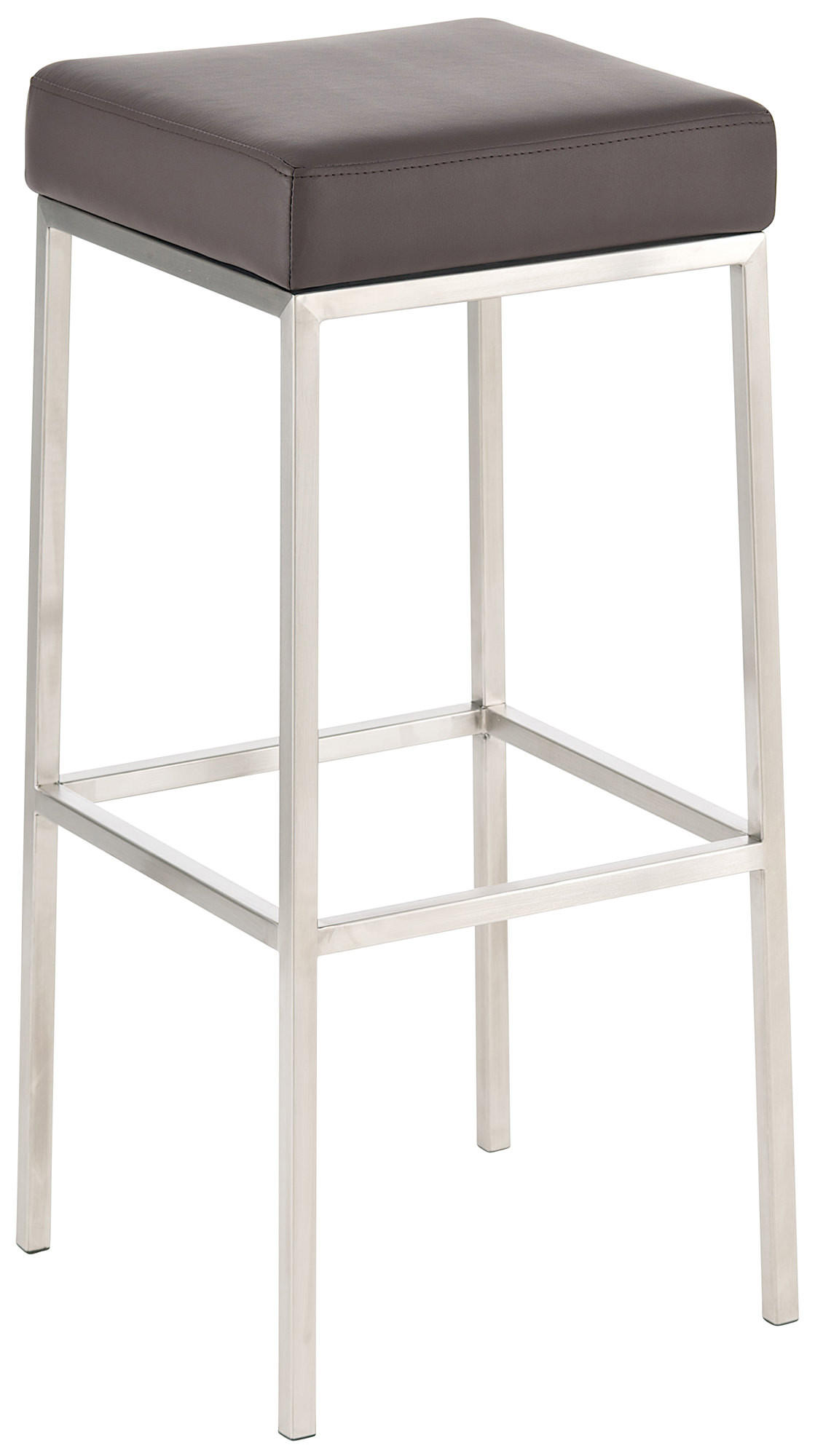 BARHOCKER Lederlook braun - Edelstahlfarben/Braun, Textil/Metall (37/80/37cm) - CLP