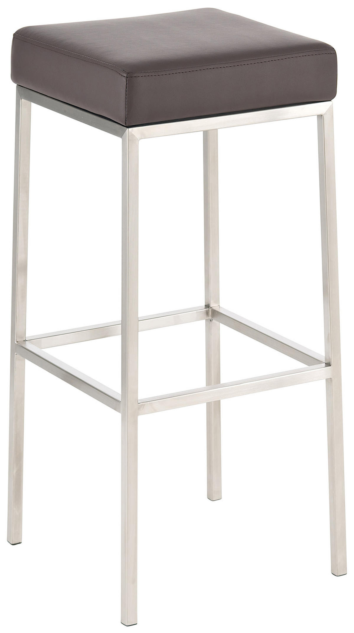 BARHOCKER 2er Set Lederlook braun - Edelstahlfarben/Braun, Textil/Metall (37/85/37cm) - CLP