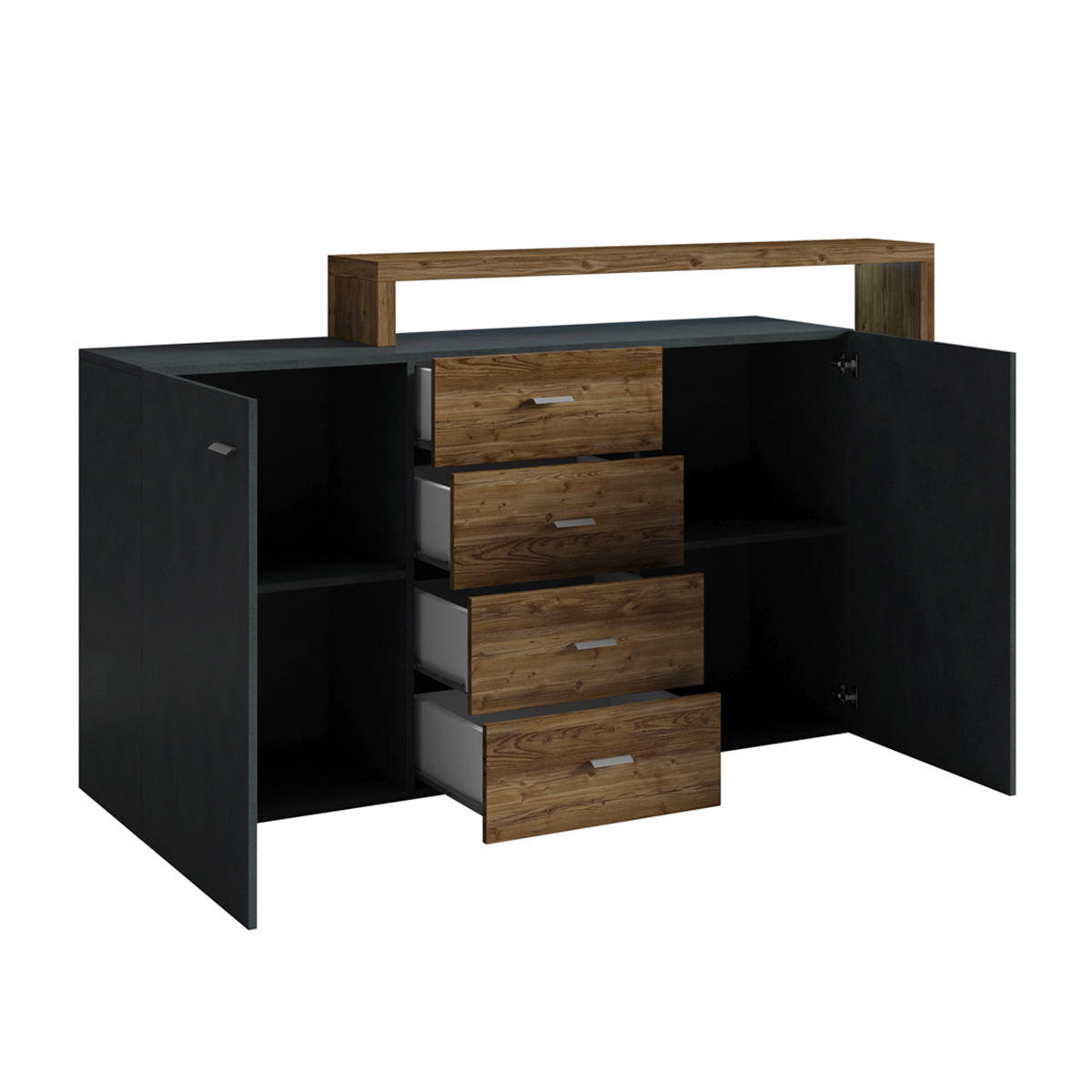SIDEBOARD Ilyes Grau und Holz - Grau, Holzwerkstoff (180/98/37cm) - Petits-meubles