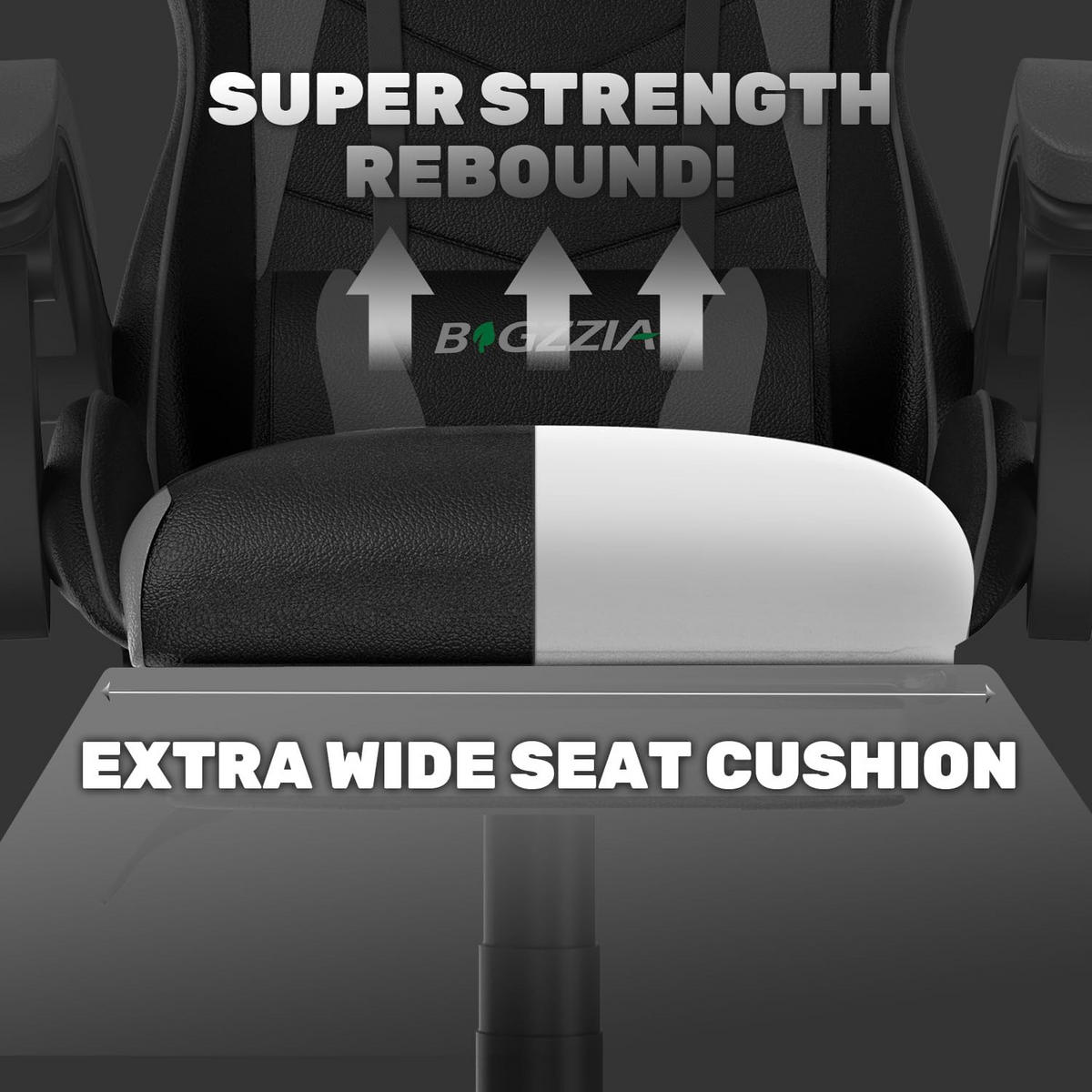 GAMING-STUHL höhenverstellbar, Fußstütze, Lendenkissen – Schwarz/Grau - Grau, Leder (50/134/50cm) - Rattantree