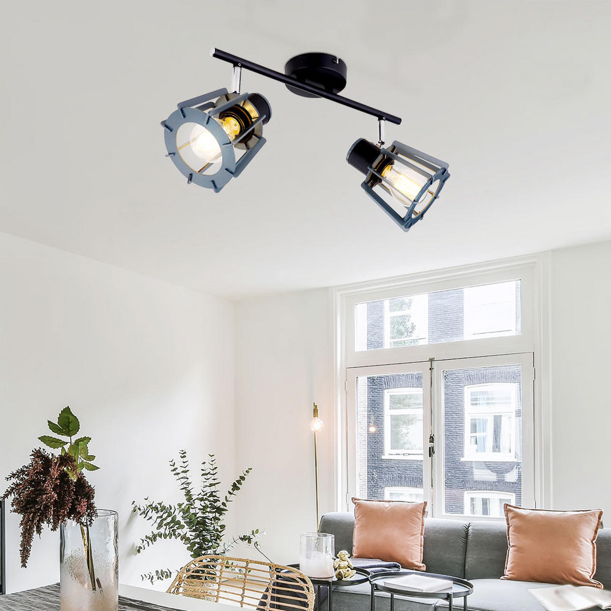 DECKENLEUCHTE Metall Holz Schwarz - Schwarz, Holz (36/17/18cm) - Globo Lighting