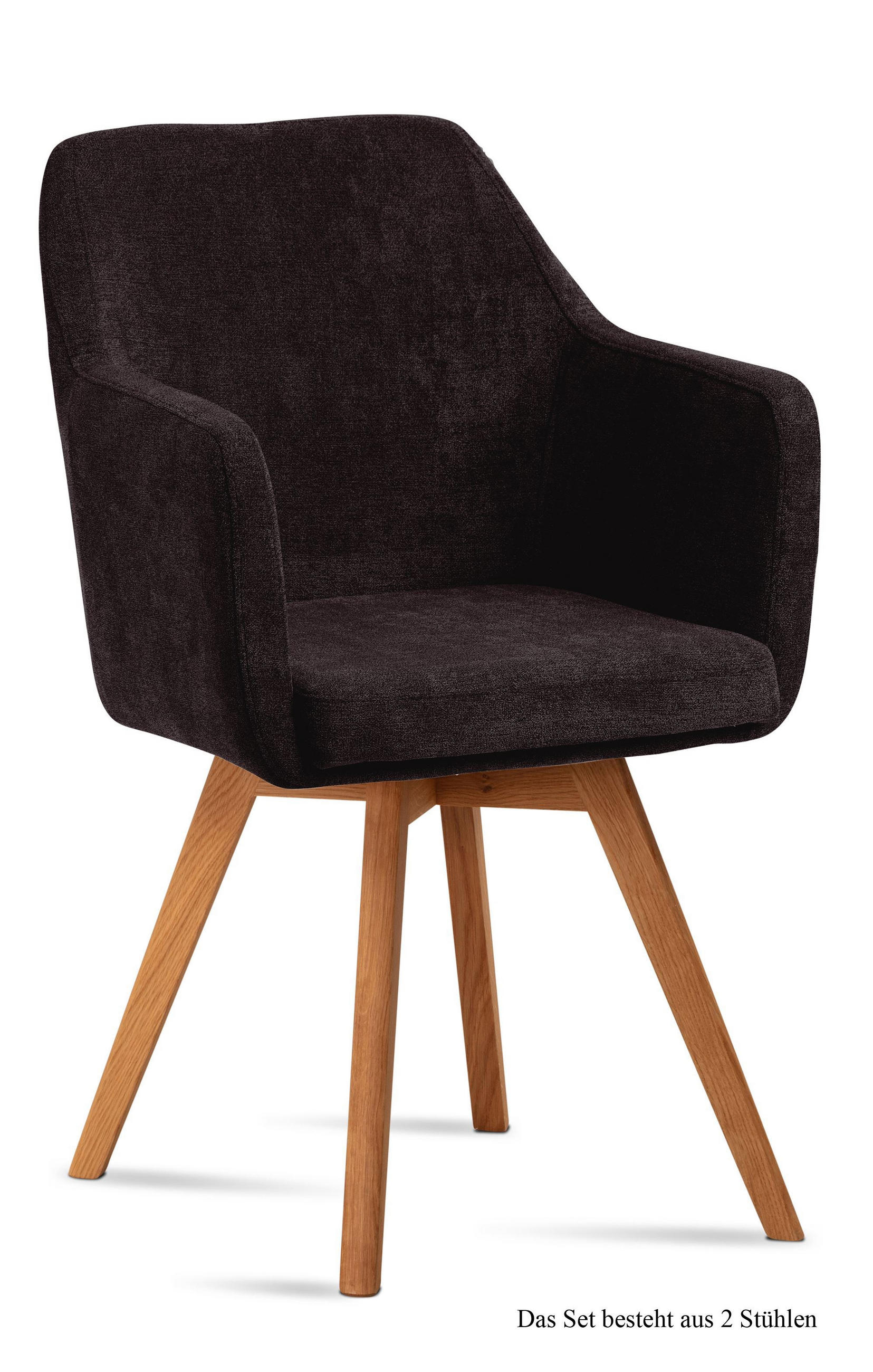 ARMLEHNSTUHL (2er-Set) Dolli 57x87x60 Eiche geölt/Espresso - Eichefarben/Dunkelbraun, Kunststoff (60/87/57cm) - 58aufmkessel