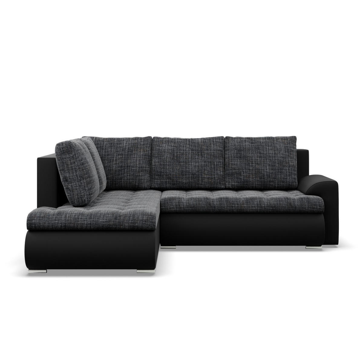 ECKSOFA LINKS MIT SCHLAFFUNKTION FORESTA, Schwarz + Schwarz - Schwarz, Textil (230/200cm) - Mebligo