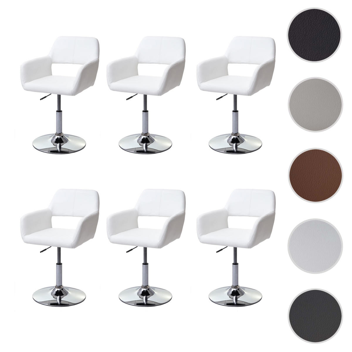 ESSZIMMERSTUHL Weiß, Silber 6er-Set - Silberfarben/Weiß, Textil (58/89/55cm) - MCW