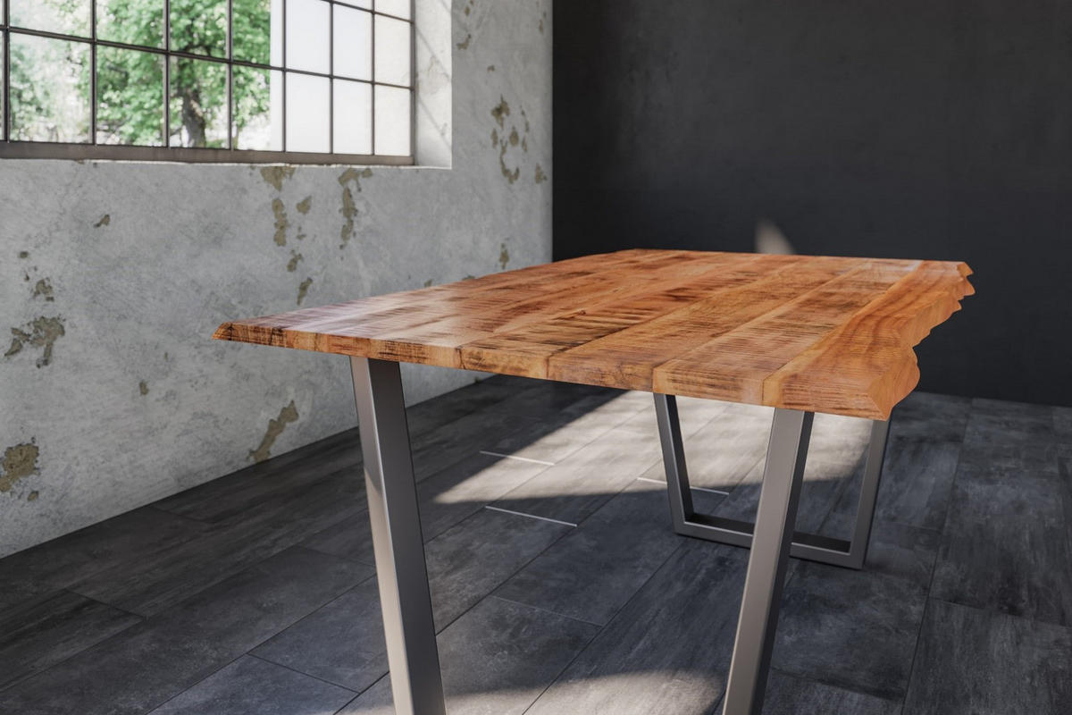 ESSTISCH DORA V - Beige/Silberfarben, Holz/Metall (80/120/77cm) - SAM