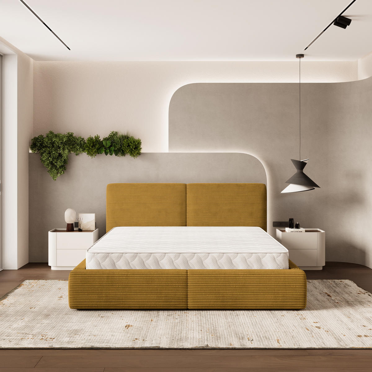 ČALOUNĚNÁ Postel FELURO 160x200 cm Žlutá - žlutá, kompozitní dřevo/textil (160/200cm) - MASSENO
