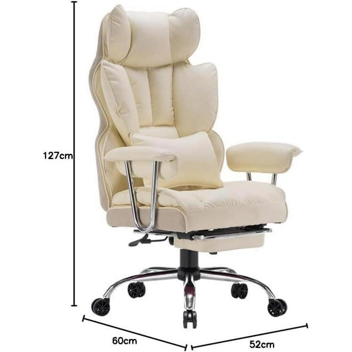 BÜROSTUHL mit Fußstütze und Lendenwirbelstütze Beige - Creme, Kunststoff (60/127/52cm)