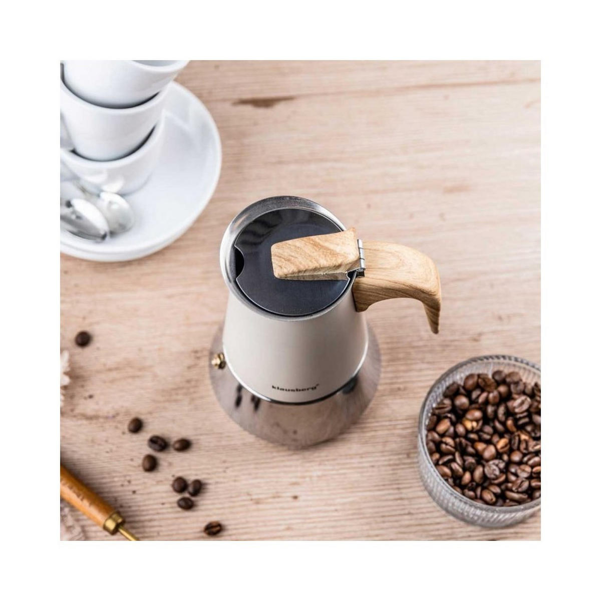 ESPRESSOKOCHER Creme 13.2/10.3/16.4 cm KB7994 - Creme, Metall (10.3/16.4/13.2cm) - Klausberg 