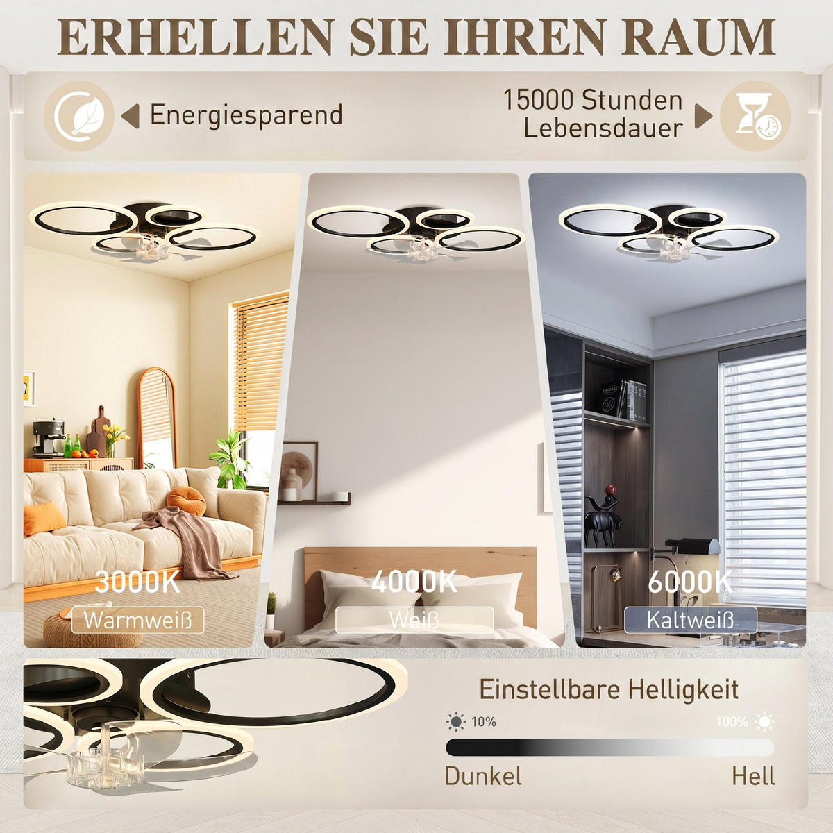 DECKENVENTILATOR-MIT-LICHT Stahl Kunststoff Schwarz - Schwarz, Metall (77/55/13.5cm) - HOMCOM