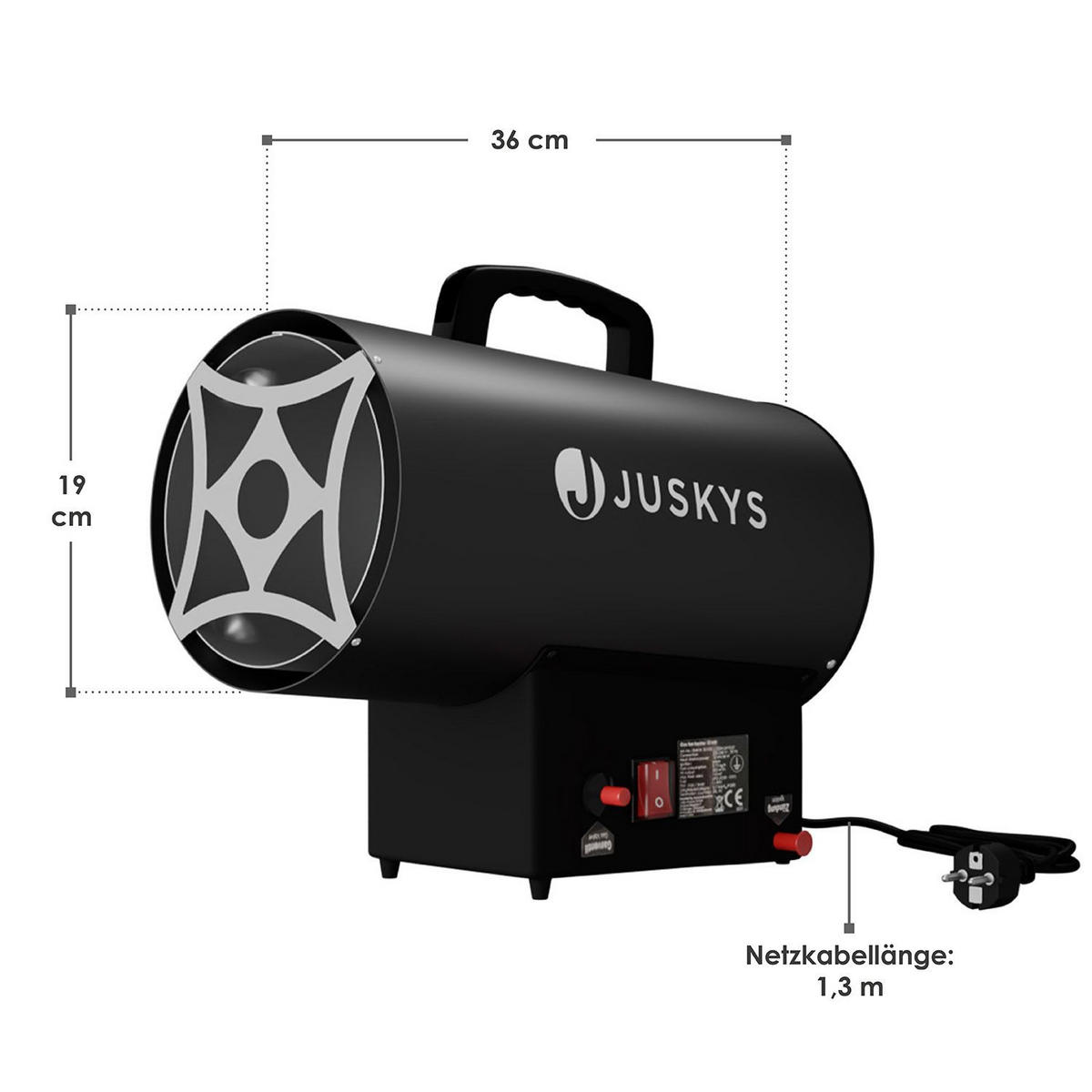GASHEIZGEBLÄSE 10 kW schwarz - Schwarz, Metall (19/19/36cm) - Juskys