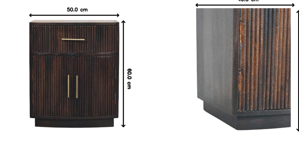 NACHTTISCH mit Samt-Mokka-Finish, 1 Schublade, 2 offene Ablagen, dunkelbraun - Dunkelbraun, Holz (50/60/40cm) - Artisan Furniture