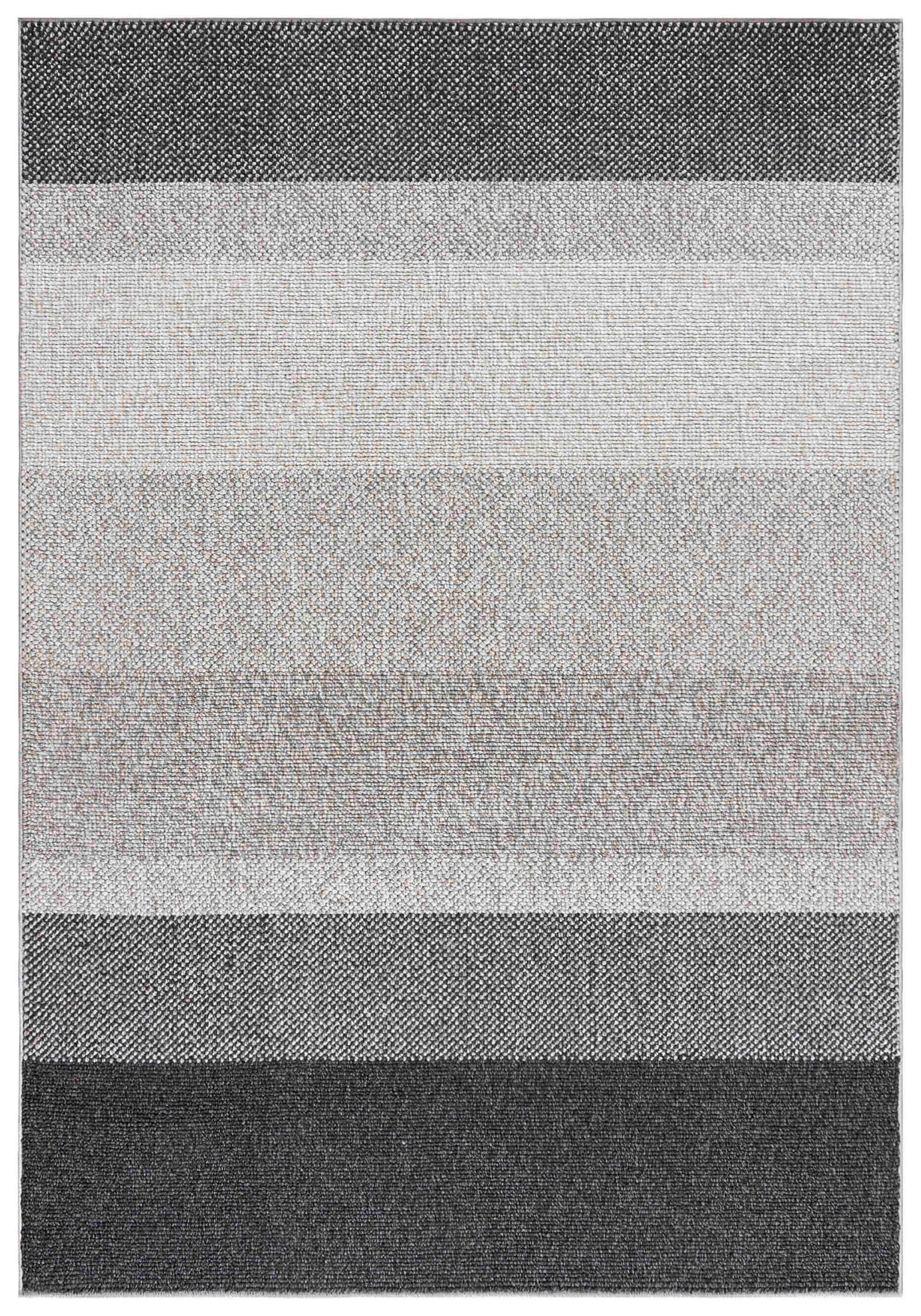 TEPPICH Lora PE13A Mazovia 80x150cm Anthrazit Grau Gestreift Kurzflor - Anthrazit, Textil (80/150cm) - Mazovia