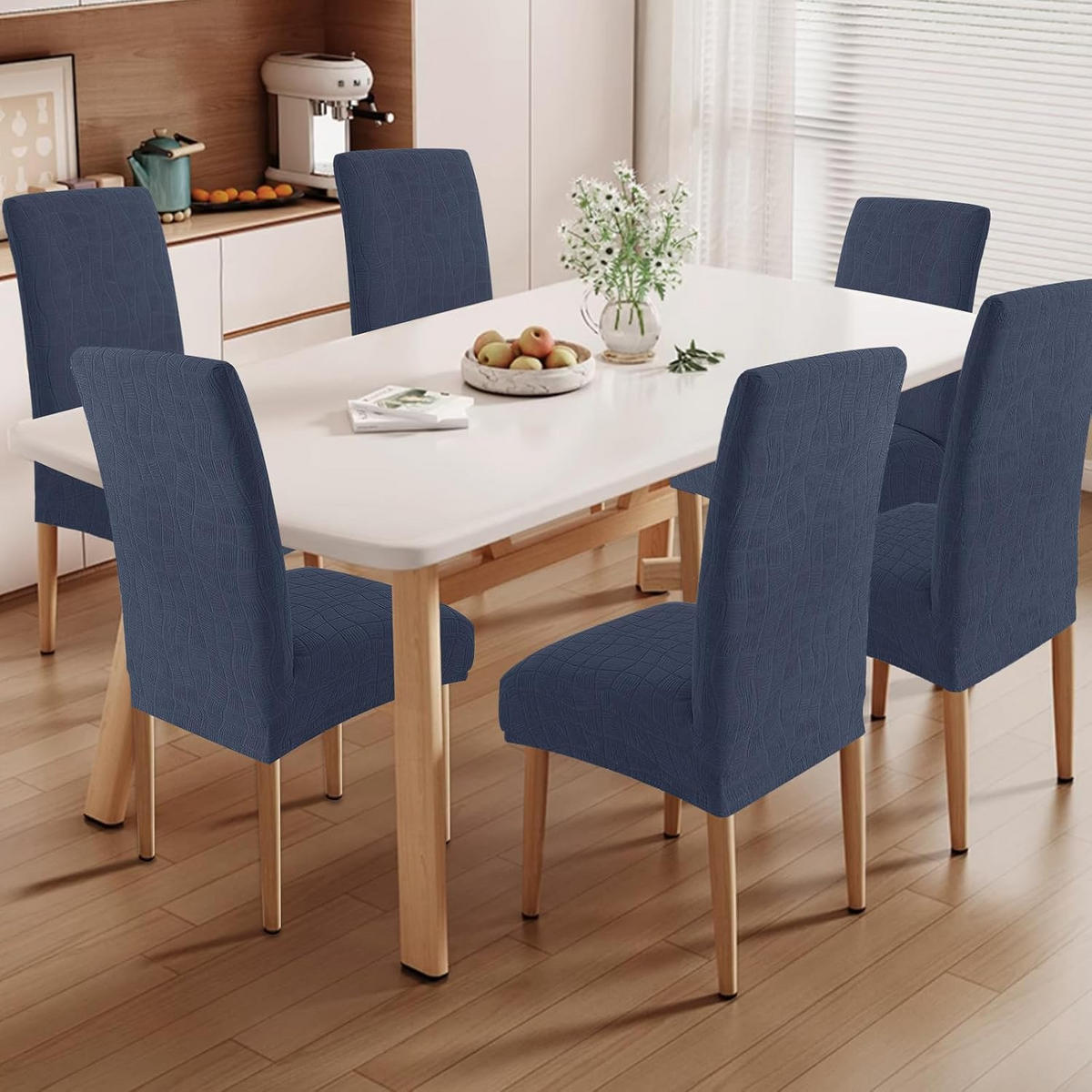 STUHLBEZUG – dehnbar von 35 bis 53 cm – Marineblau – 4er-Set - Blau, Textil (47/36cm)