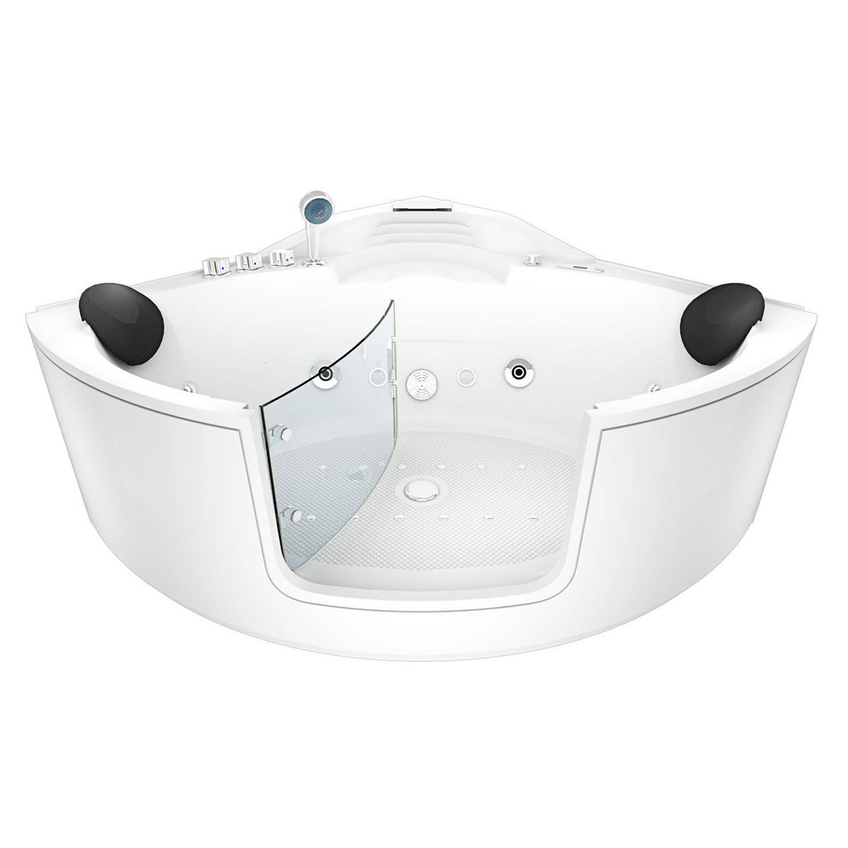 WHIRLPOOL Badewanne Wanne W60-TH-SC 140x140cm mit Tür - Weiß, Glas/Kunststoff (140/70/140cm) - AcquaVapore by Sandra Jentho