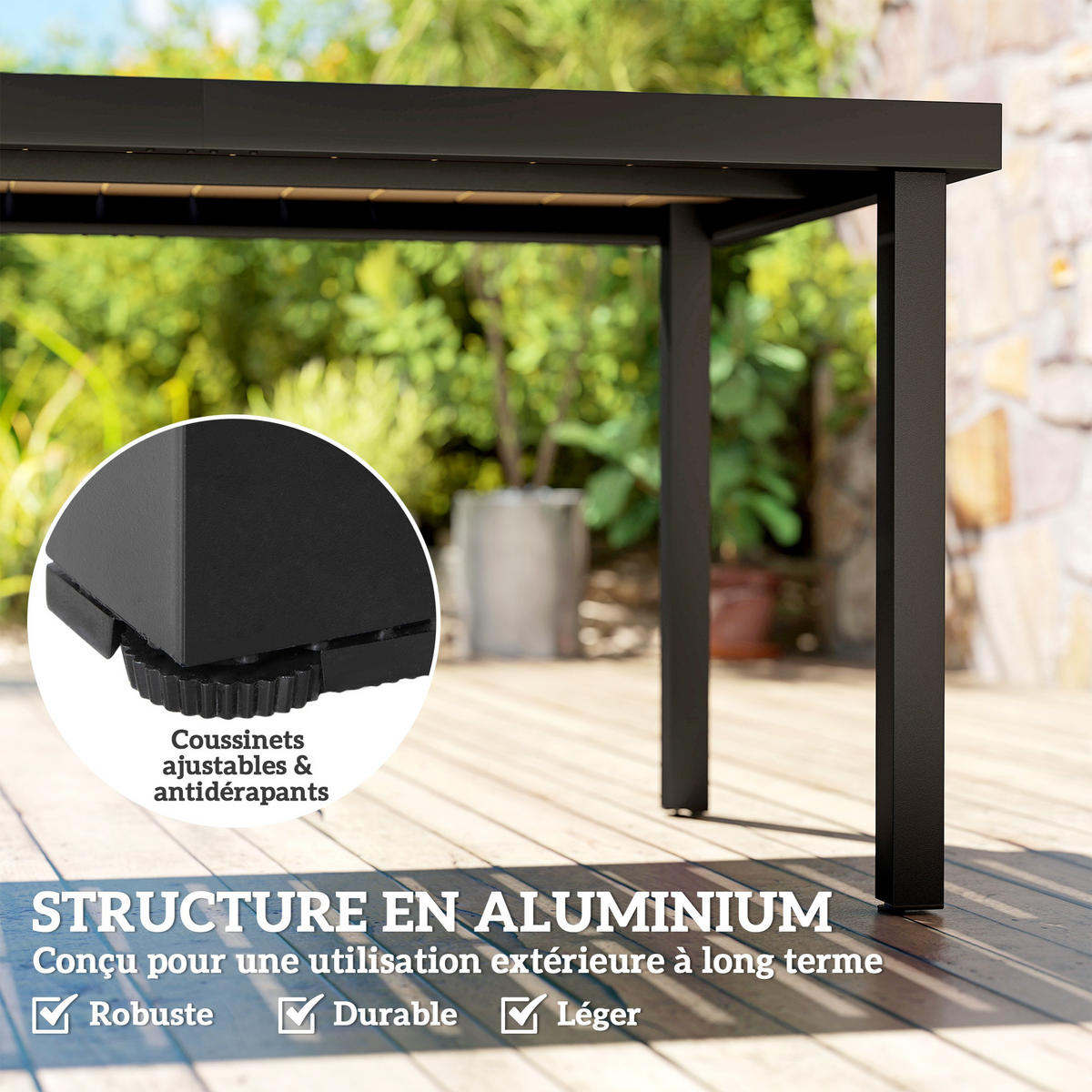 GARTENTISCH DE-14088 rechteckig 190x90 cm, für 8 Personen - Naturfarben, Metall (190/90/74cm) - ComfortXL