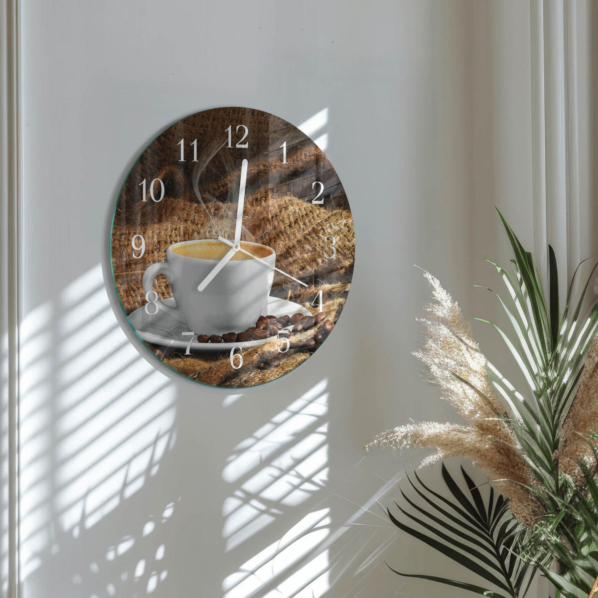 WANDUHR fi30 cm - Kaffeebohnen - Braun, Glas (30/30/0.4cm) - TULUP