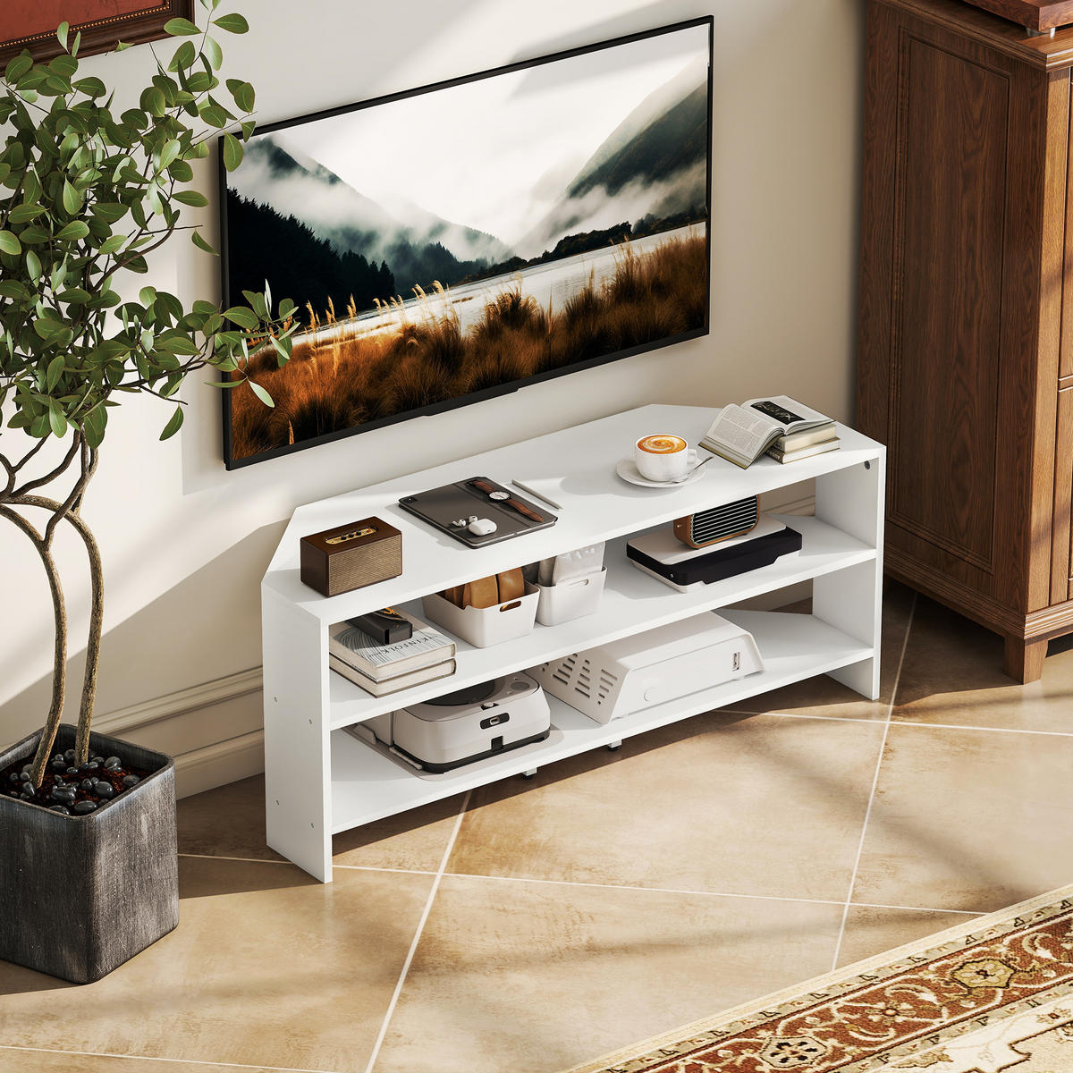 TV-MÖBEL Weiß 1 Stück - Weiß, Holzwerkstoff (110/45/36cm) - GiPP