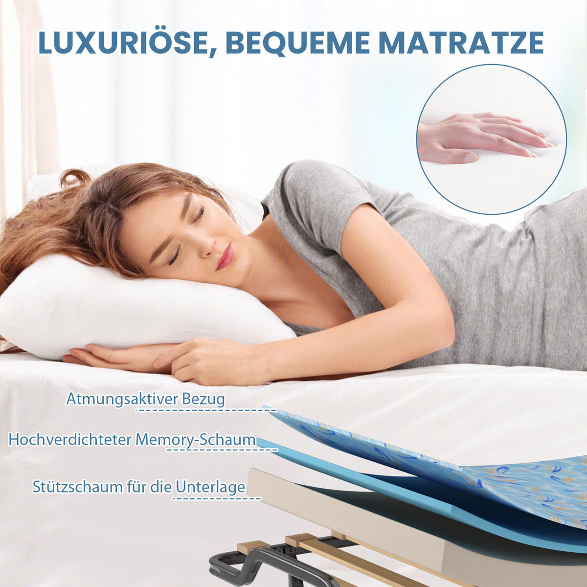 GASTEBETT Blau - Blau, Metall - COSTWAY