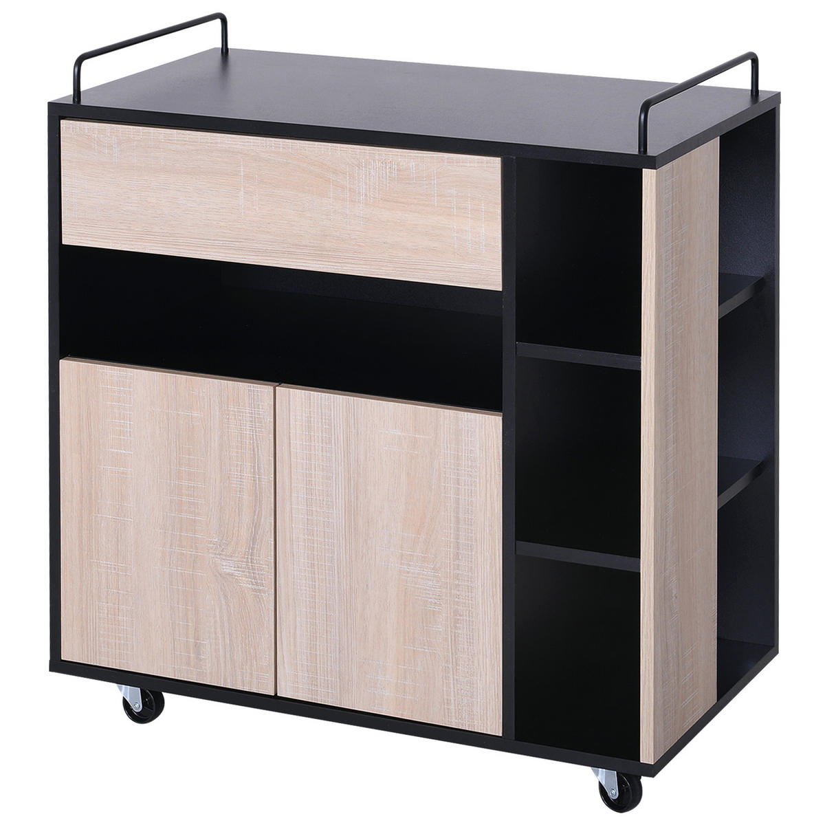 KÜCHENWAGEN, Rollwagen mit Schublade und Eichenholztür, 76,5 x 40 x 82 cm - Multicolor, Metall (76.5/82/40cm) - FORIOUS