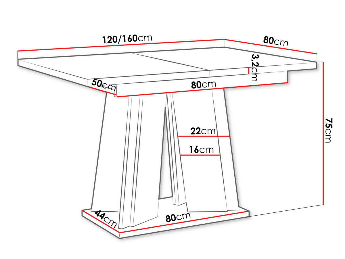 ESSTISCH ausziehbar Doha - Eiche Artisan, Holzwerkstoff (80/120/75cm) - MIRJAN24