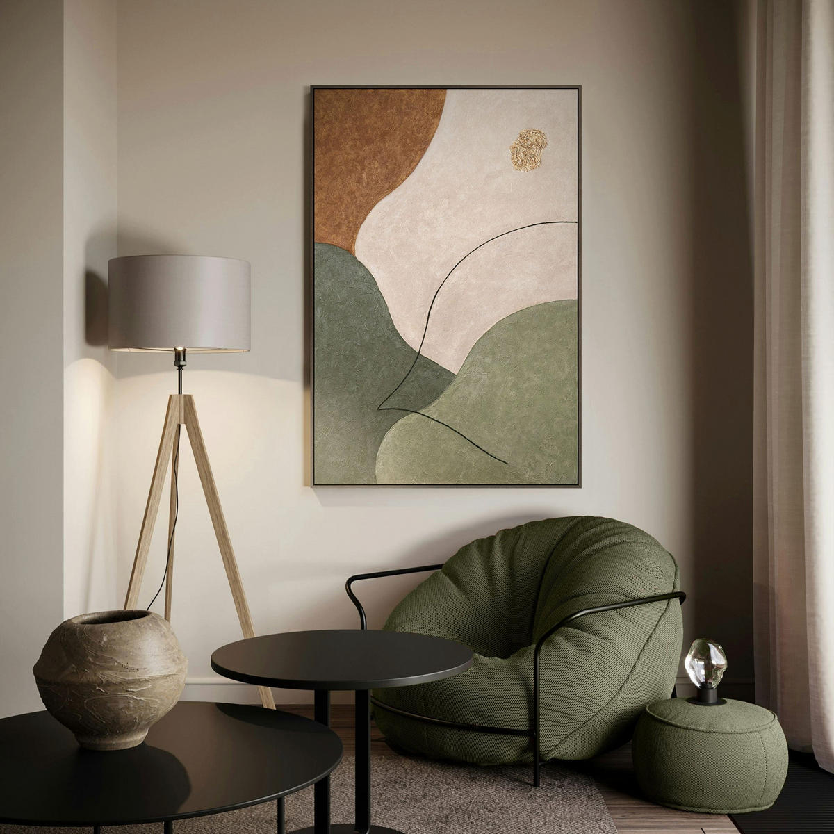 GEMÄLDE Das Flüstern der Täler Schattenfugenrahmen Eichefarben 120x80 cm - Eichefarben, Holz (120/80cm) - YS-art gallery