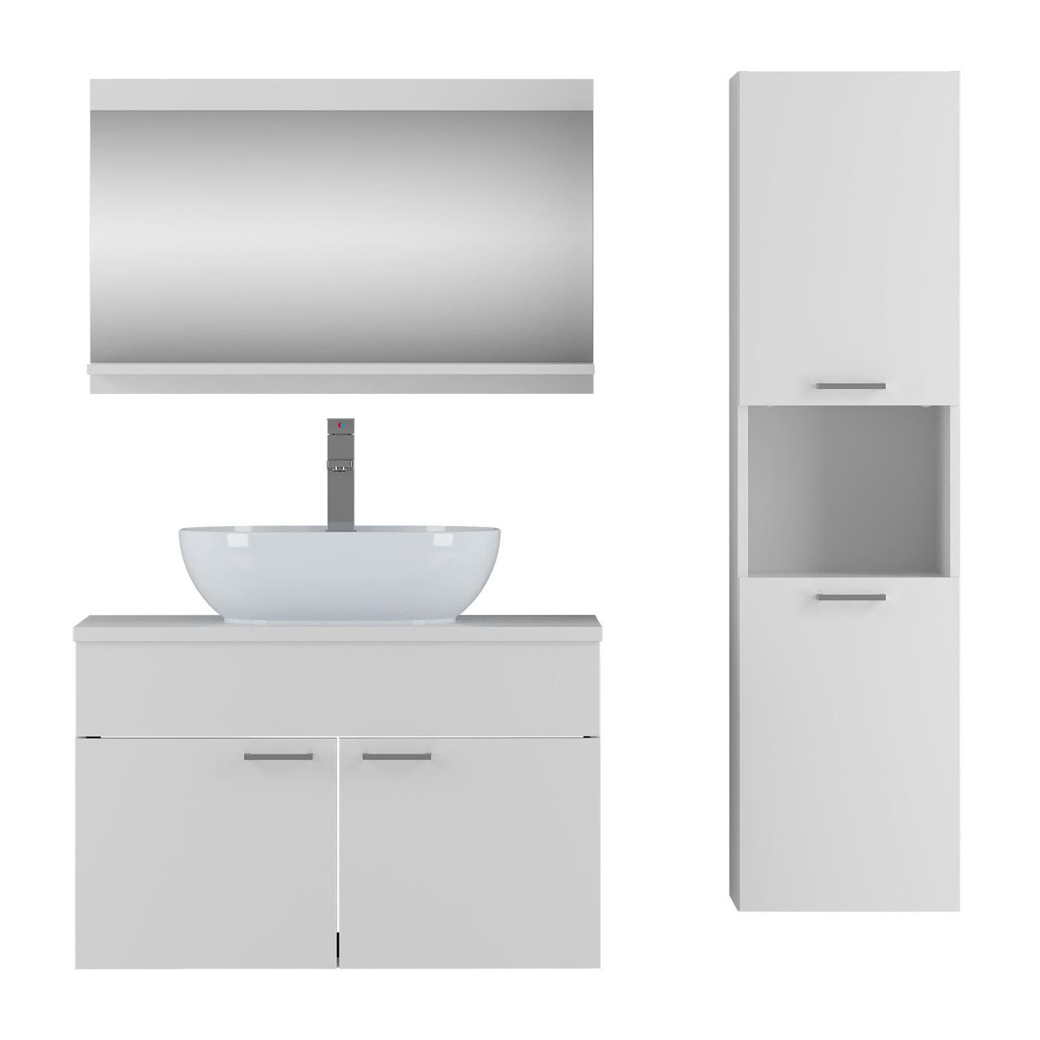 Lookway Badmöbel-Set Weiß 80x52x46 cm