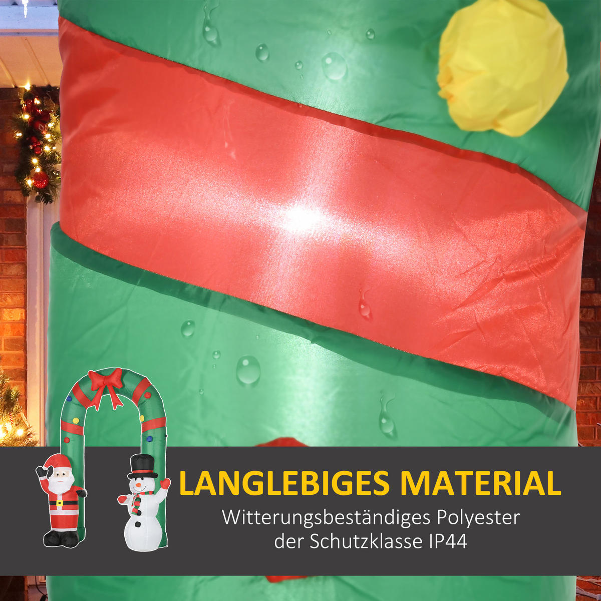 AUFBLASBARER Weihnachtsbogen, Polyester, Mehrfarbig - Multicolor, Kunststoff (80/245/198cm) - HOMCOM