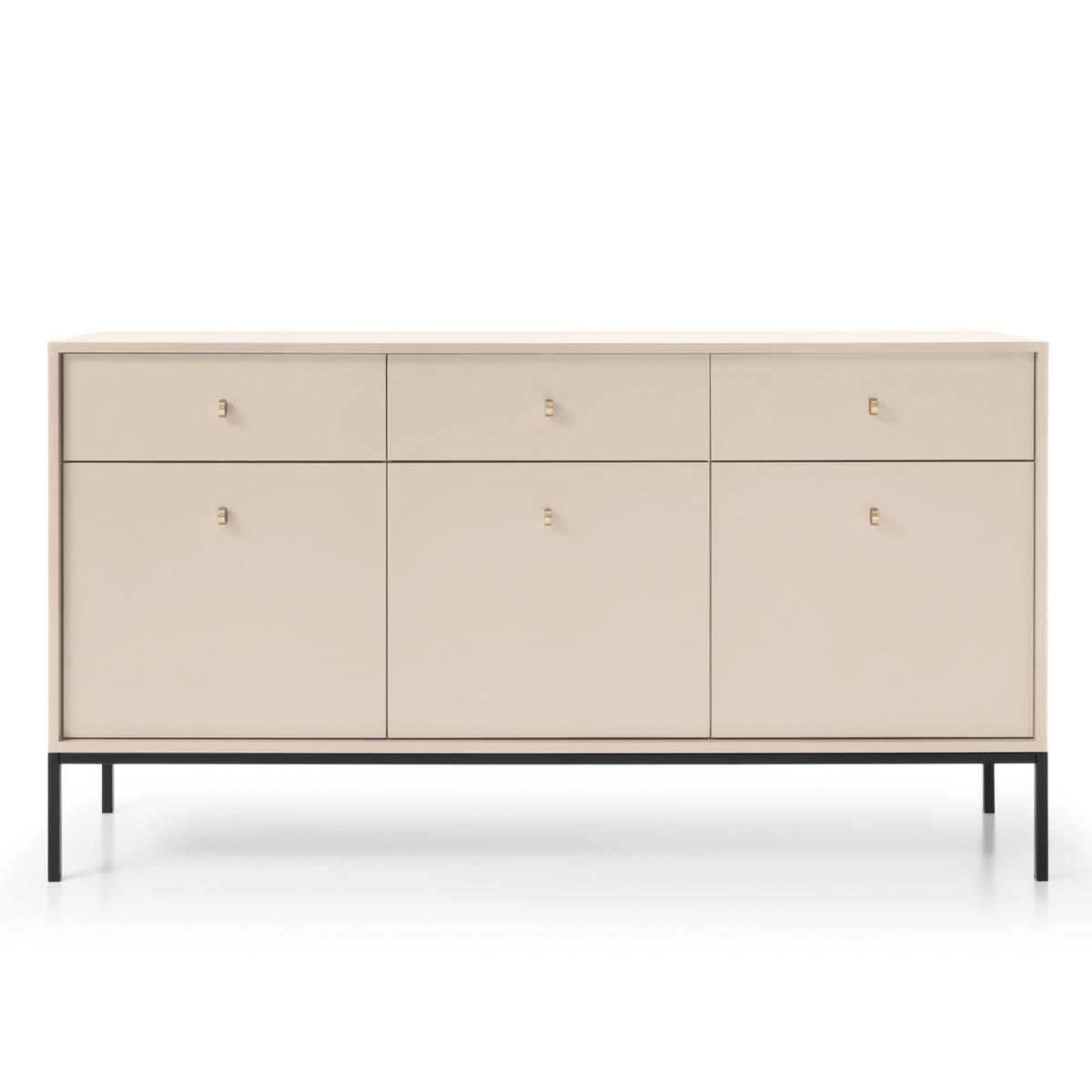 SIDEBOARD MONDO 154/83/39 cm mit 3 Schubladen 3 Türen Beige - Beige, Holzwerkstoff (154/83/39cm) - MASSENO