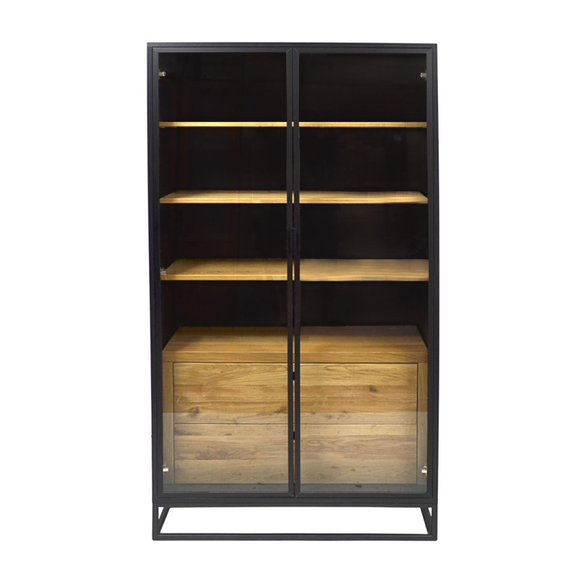 VITRINE aus Holz im Industriestil ins Wohnzimmer CARLA I - Eichefarben, Holz (100/190/45cm) - Rawood Furniture