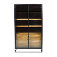 VITRINE aus Holz im Industriestil ins Wohnzimmer CARLA I - Eichefarben, Holz (100/190/45cm) - Rawood Furniture