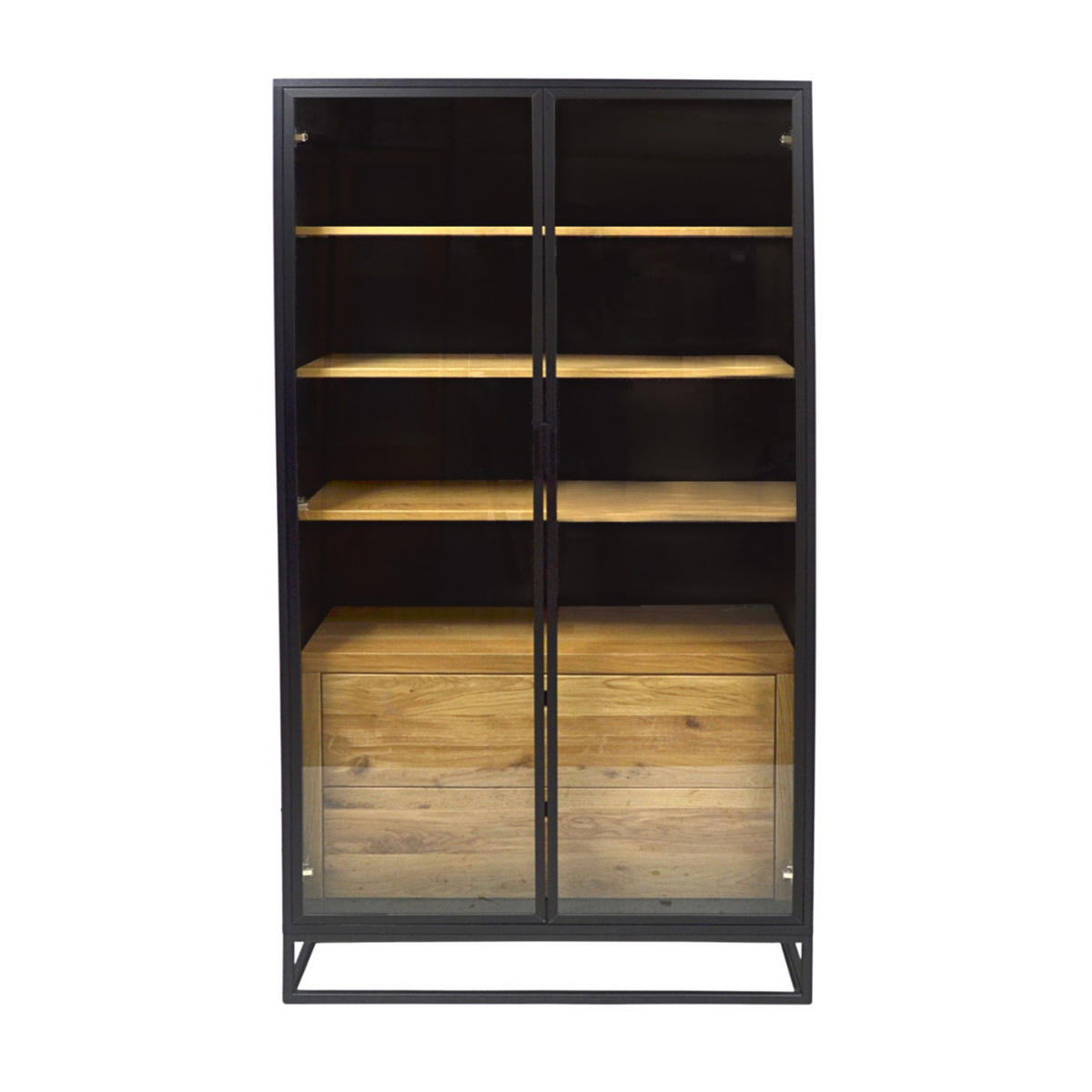 VITRINE aus Holz im Industriestil ins Wohnzimmer CARLA I - Eichefarben, Holz (100/190/45cm) - Rawood Furniture