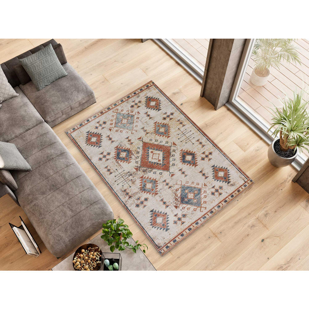 Thumbnail - Atticgo Orientteppich, Currygelb, Textil, Grafikmuster, Rechteckig, 120x170 cm, Oeko-Tex® Standard 100, in verschiedenen...