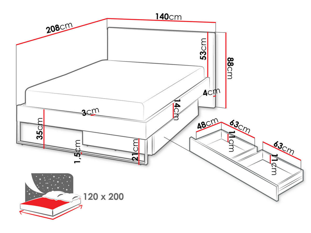 JUGENDBETT Sigma 120x200 SG13 - Kaschmir/Trüffeleichefarben, Holzwerkstoff/Metall (120/200cm) - MIRJAN24