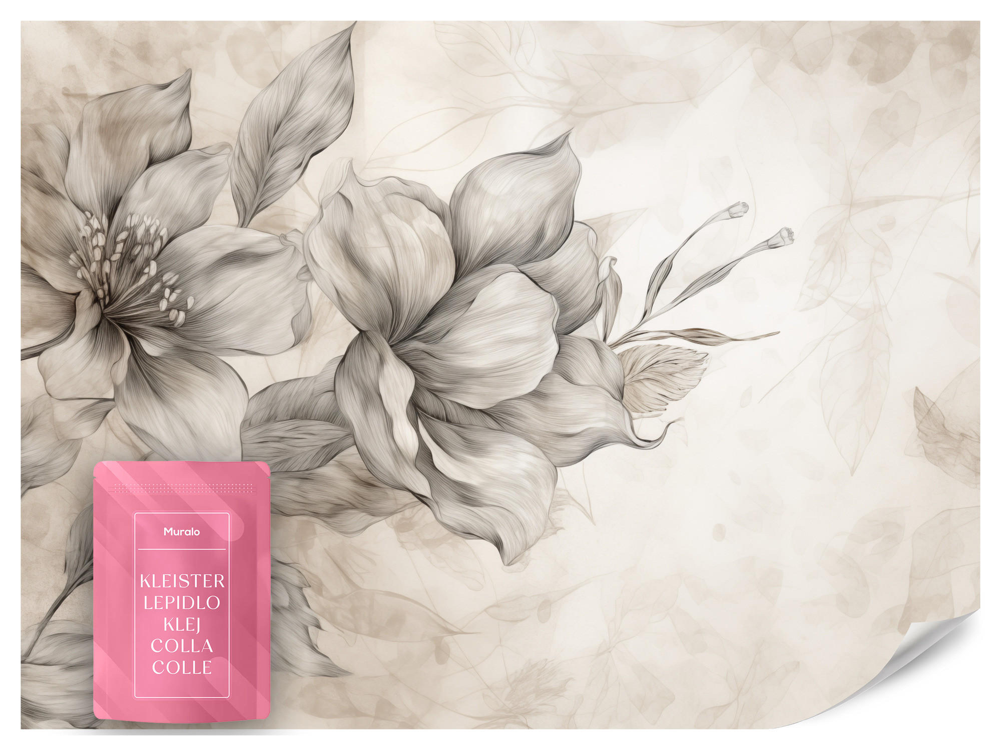 FOTOTAPETE für Wohnzimmer Abstrakt Blume Pflanzen 400x280 - Beige/Braun, Papier (400/280cm) - Muralo