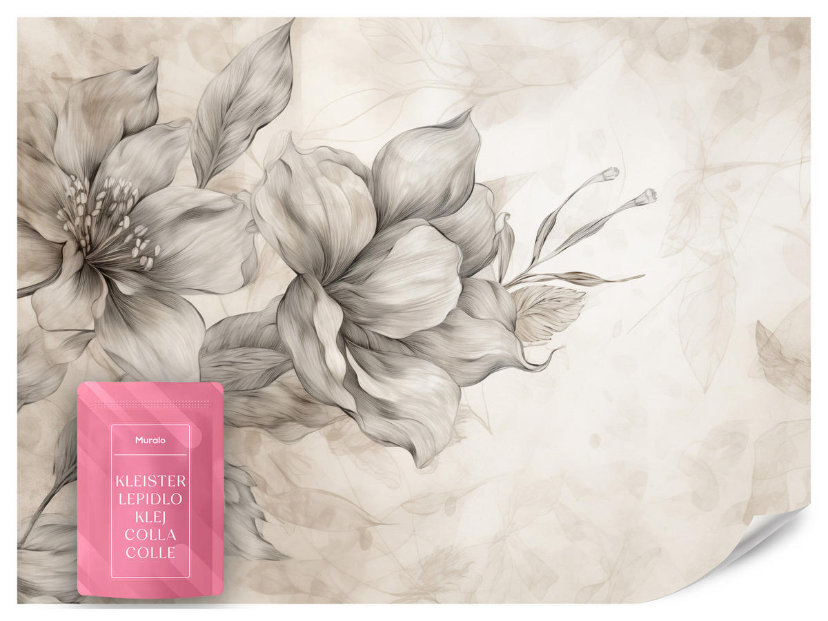 FOTOTAPETE für Wohnzimmer Abstrakt Blume Pflanzen 400x280 - Beige/Braun, Papier (400/280cm) - Muralo