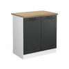 SPÜLENUNTERSCHRANK R-Line Anthrazit Landhaus 80 cm, AP Eiche - Anthrazit/Weiß, Holzwerkstoff (80/81.6/60cm) - Vicco