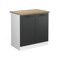 SPÜLENUNTERSCHRANK R-Line Anthrazit Landhaus 80 cm, AP Eiche - Anthrazit/Weiß, Holzwerkstoff (80/81.6/60cm) - Vicco