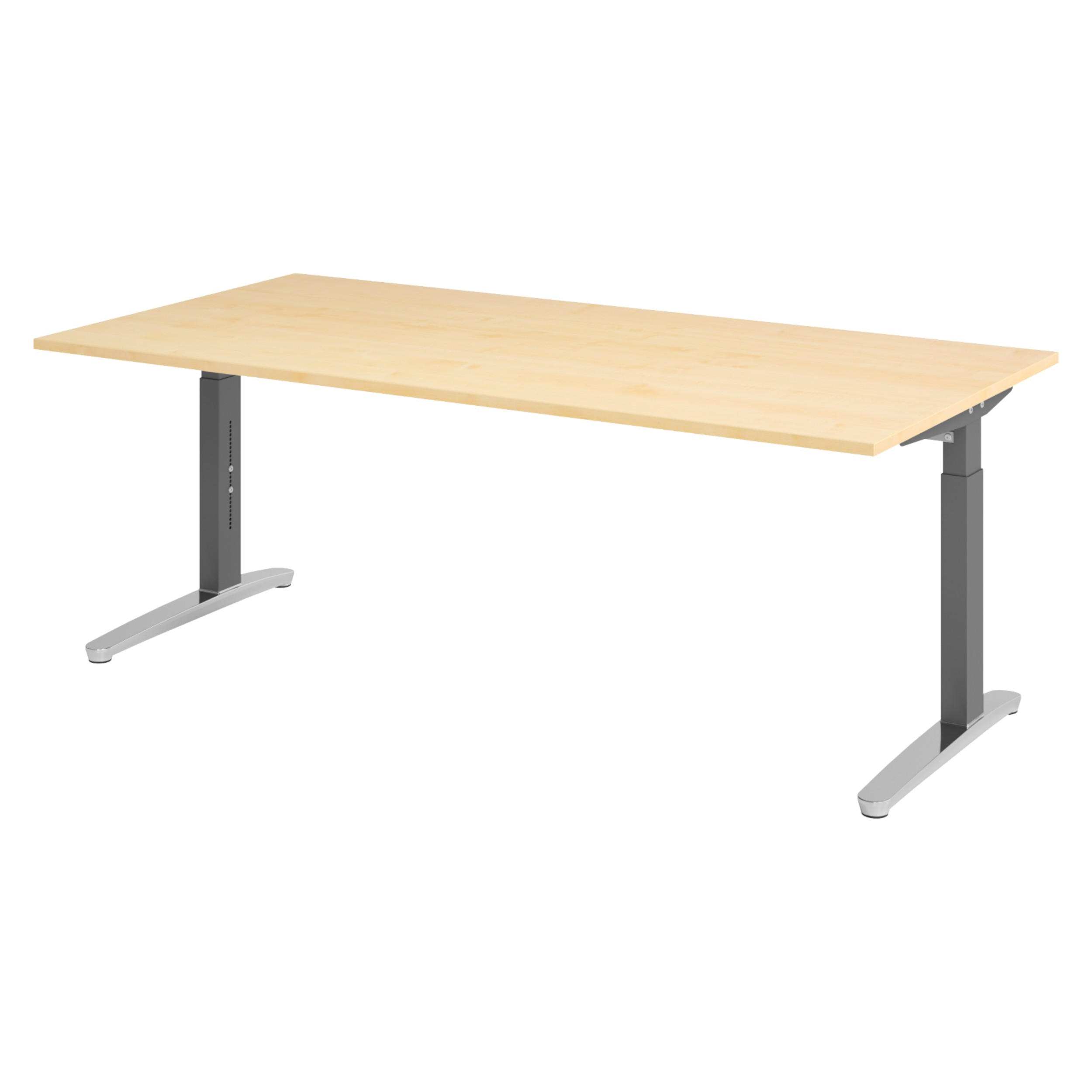 SCHREIBTISCH Serie-XB 100/200/74 cm in Ahornfarben/Graphitfarben/Alu poliert - Ahornfarben/Graphitfarben, Holzwerkstoff (100/200/74cm) - bümö