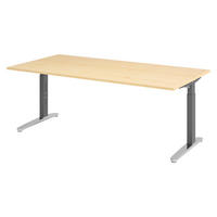 SCHREIBTISCH Serie-XB 100/200/74 cm in Ahornfarben/Graphitfarben/Alu poliert - Ahornfarben/Graphitfarben, Holzwerkstoff (100/200/74cm) - bümö