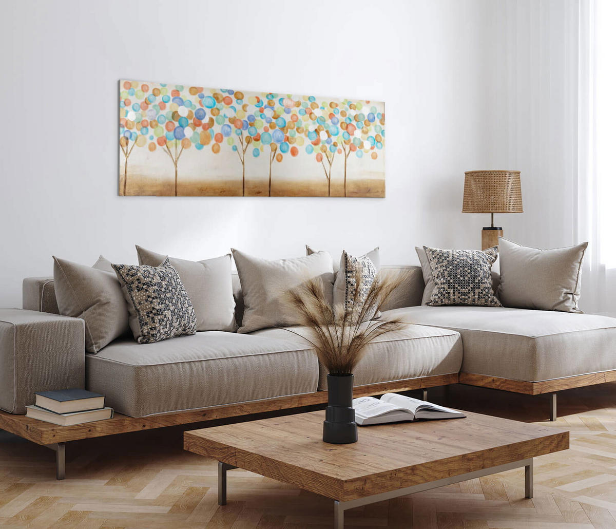 ÖLGEMÄLDE 150/50 cm - Multicolor/Weiß, Holz/Textil (2/50cm) - KUNSTLOFT