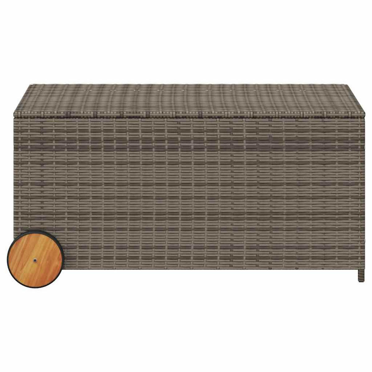 GARTENTRUHE mit Rollen Grau 190L Poly Rattan - Grau, Kunststoff (107/100/55cm) - furnicato