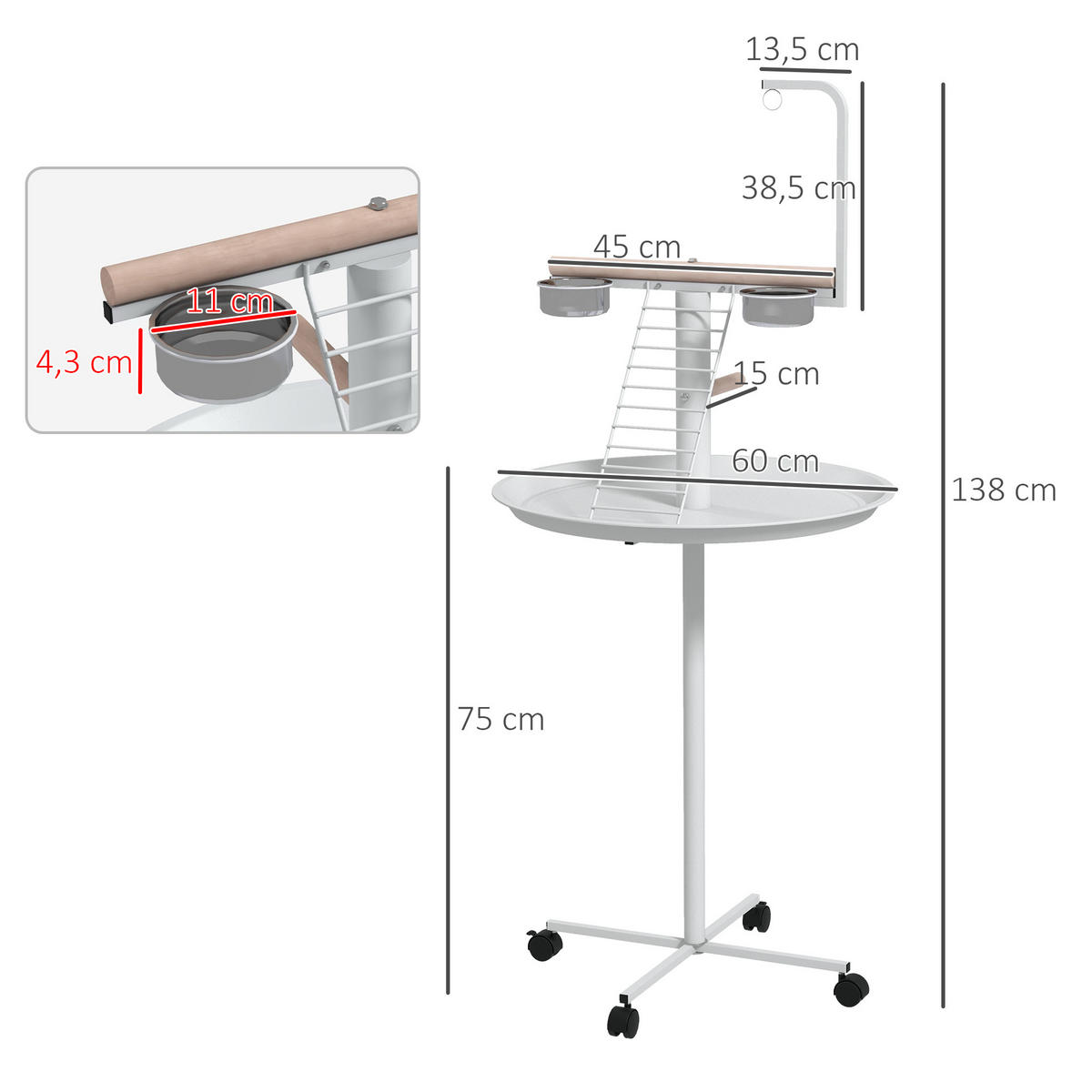 VOGELFUTTERSTATION DE-10944 Weiß - Weiß, Metall (60/138/60cm) - ComfortXL