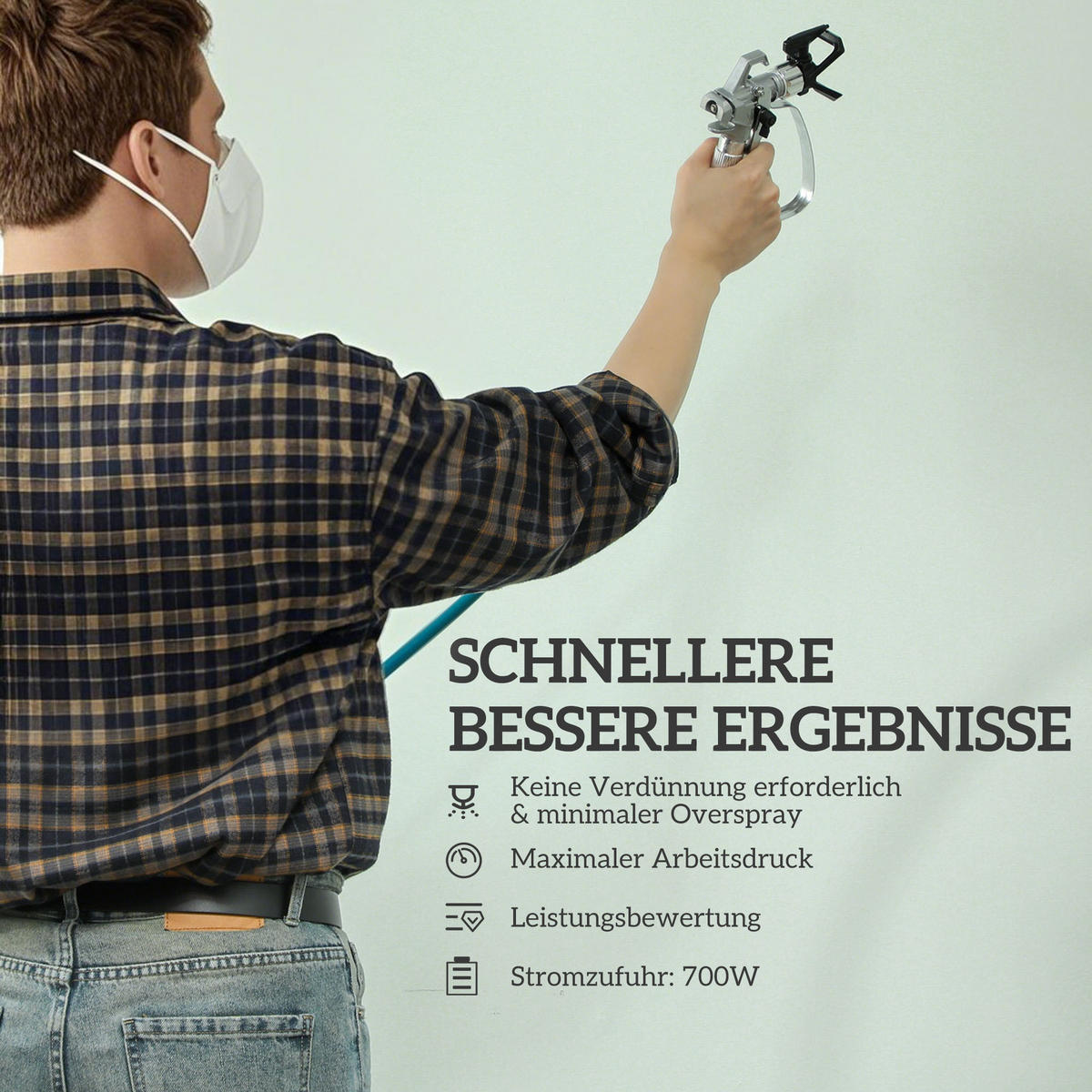 FARBSPRÜHSYSTEM, 700 W Lackierpistole Elektrisch mit drehbarer Düse, 200 bar - Blau, Kunststoff - HOMCOM