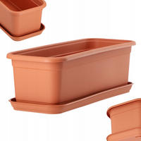 BALKONKASTEN mit Untersetzer 40 cm, Terrakotta - Terra cotta, Kunststoff (15/40cm) - KADAX