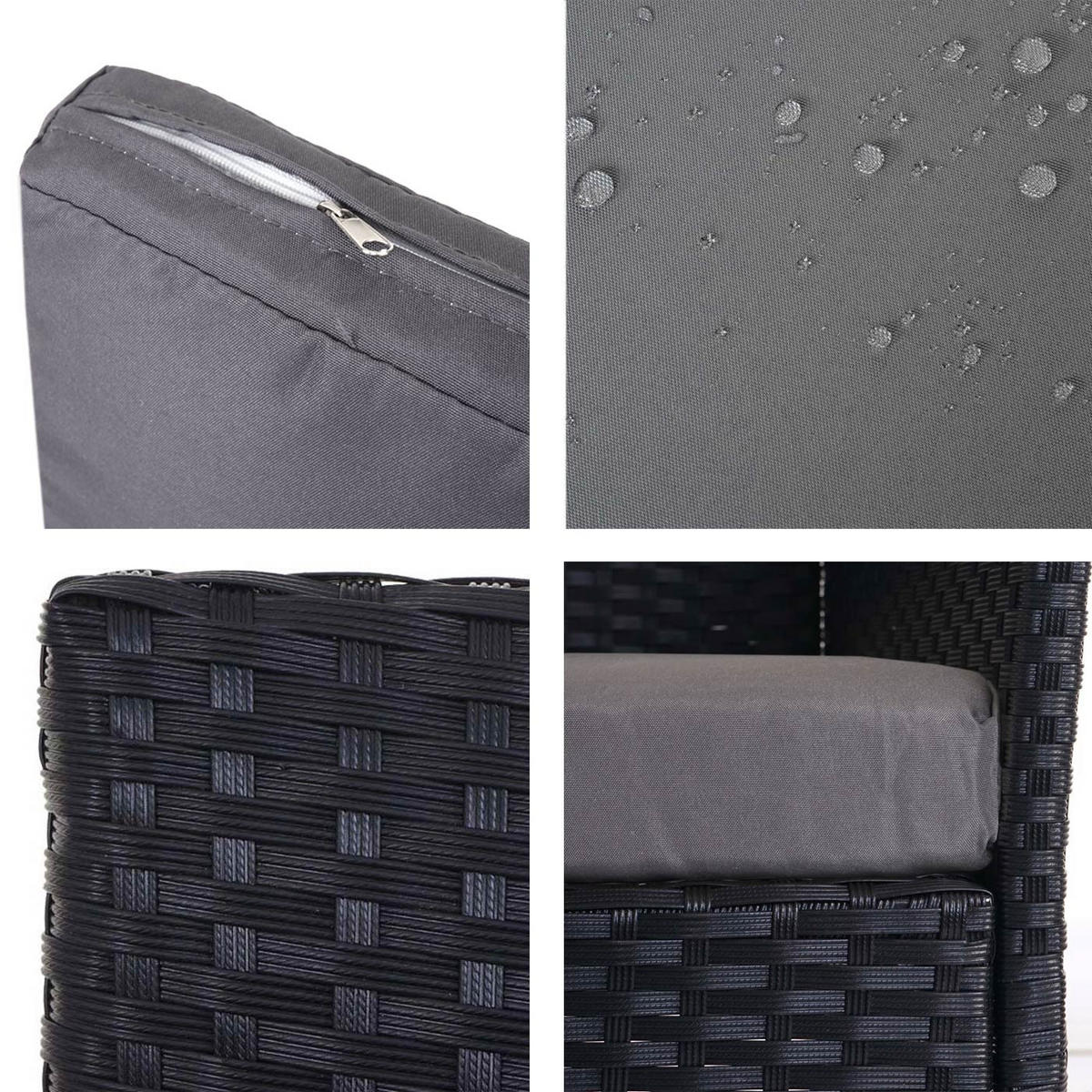 POLY-RATTAN GARTENBANK Anthrazit, Grau - Anthrazit/Grau, Kunststoff (106/83/60cm) - MCW